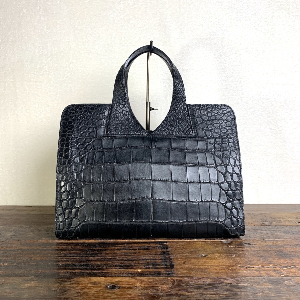 16 新品 未使用 本物 クロコダイル HIGH-CLASS バッグ ブラック 定価45  