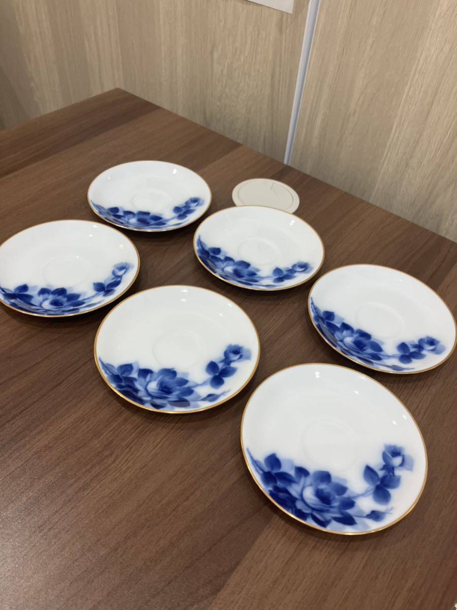 □大倉陶園 OKURA オークラ ブルーローズ 金彩 バラ 花瓶 箱付き 花器 X-4