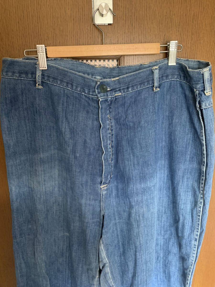 ビンテージ　デニム　パンツ　ノーブランド　リーバイス　66 xx 60s ワークパンツ インディゴ ヴィンテージ フランス パッチワーク　バギー