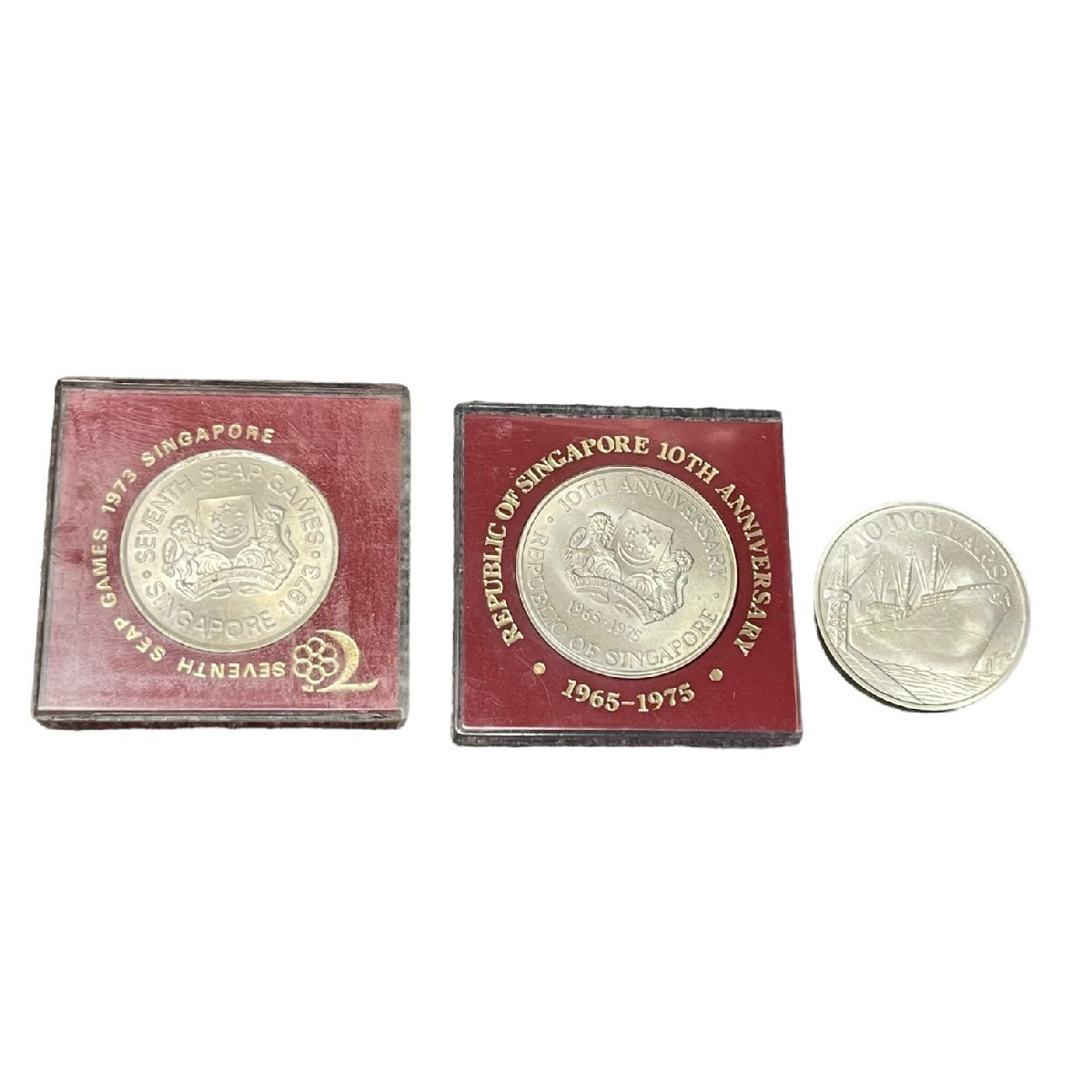 中古品】 銀貨 まとめて 3枚 セット シンガポール 1976 1973 10TH 