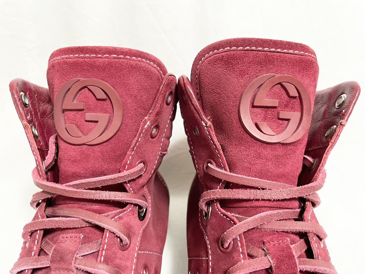 希少 美品 グッチ GUCCI GG インターロッキング レザー スエード 