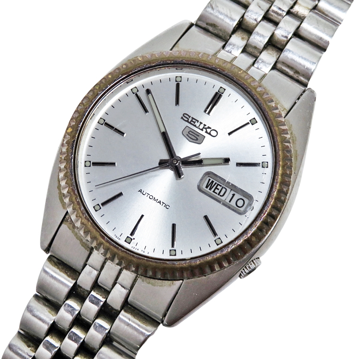 SEIKO 5 自動巻き 腕時計 シルバー ビンテージSEIKO 5 自動巻き腕時計 
