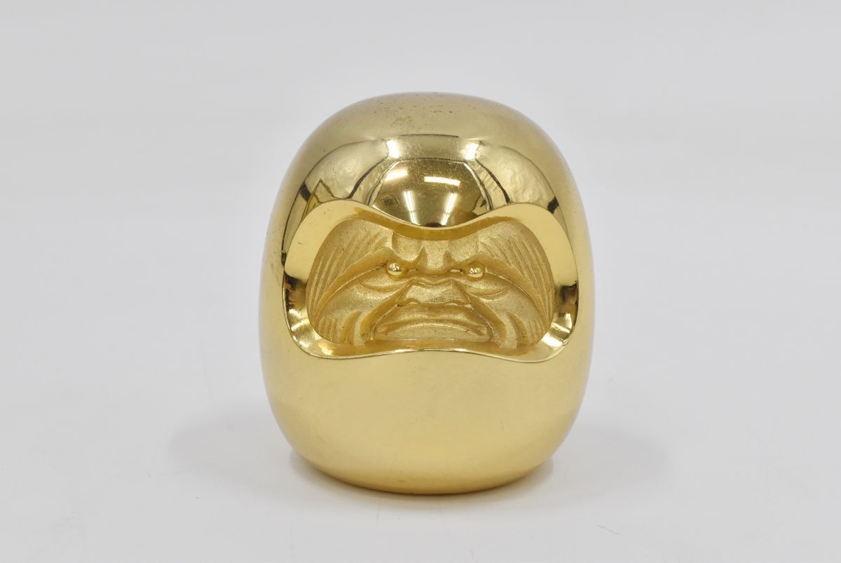584M 0822T8) 1円～ 縁起物 七転八起 達磨 24KGP ガラスケース入 開運