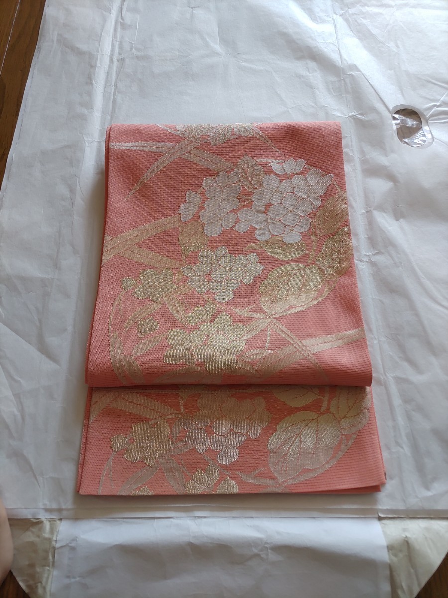 工芸夏袋帯 絽 秋草花 自己紹介欄必読 自己紹介欄必読 正絹 絽