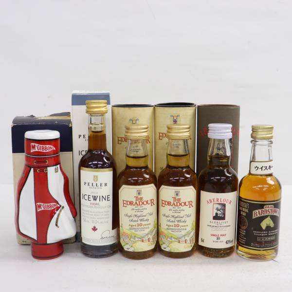 1円~【6本セット】アルコール ミニチュア各種（オールド バーズ タウン 43％ 50ml 等）陶器（重量 113g）O23H140224