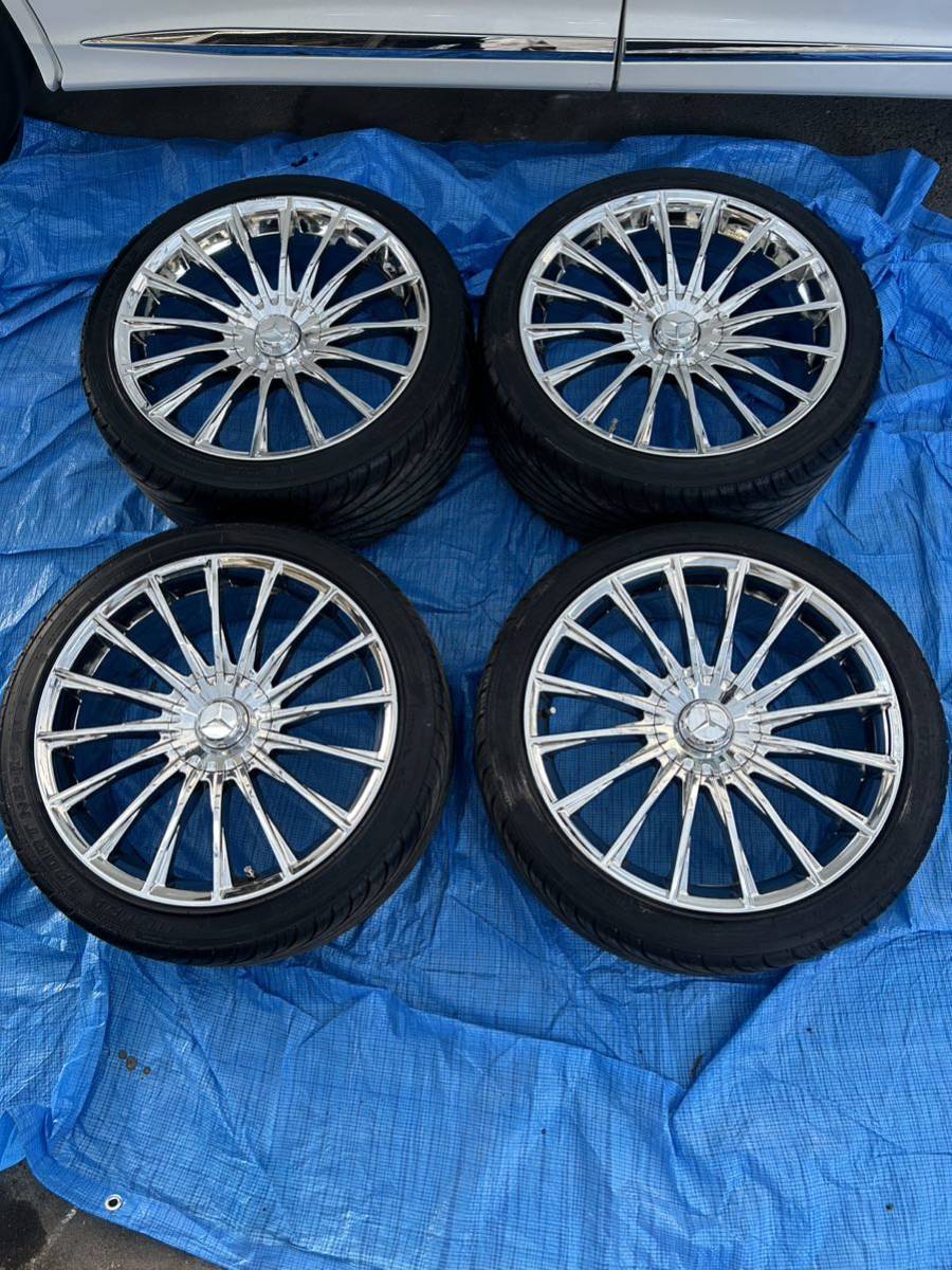 ベンツw222 S65仕様社外品(メッキ)ホイール＋タイヤ4本セット 2本傷 