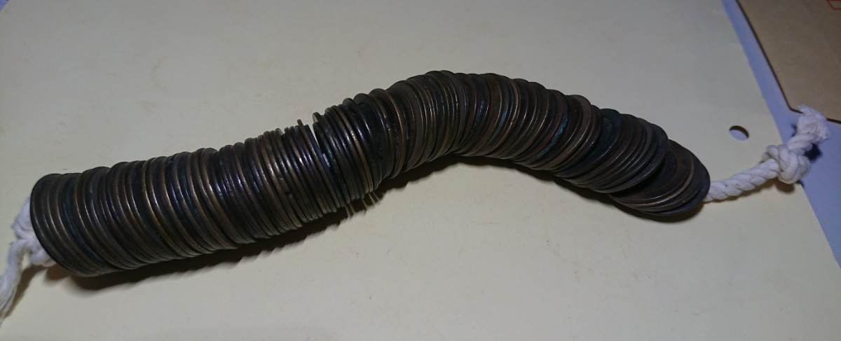 No.226まとめて寛永銭【銅一文銭】1束100枚超え1本、未選別銭、断捨離処分品 、状態良好、送料無料_1