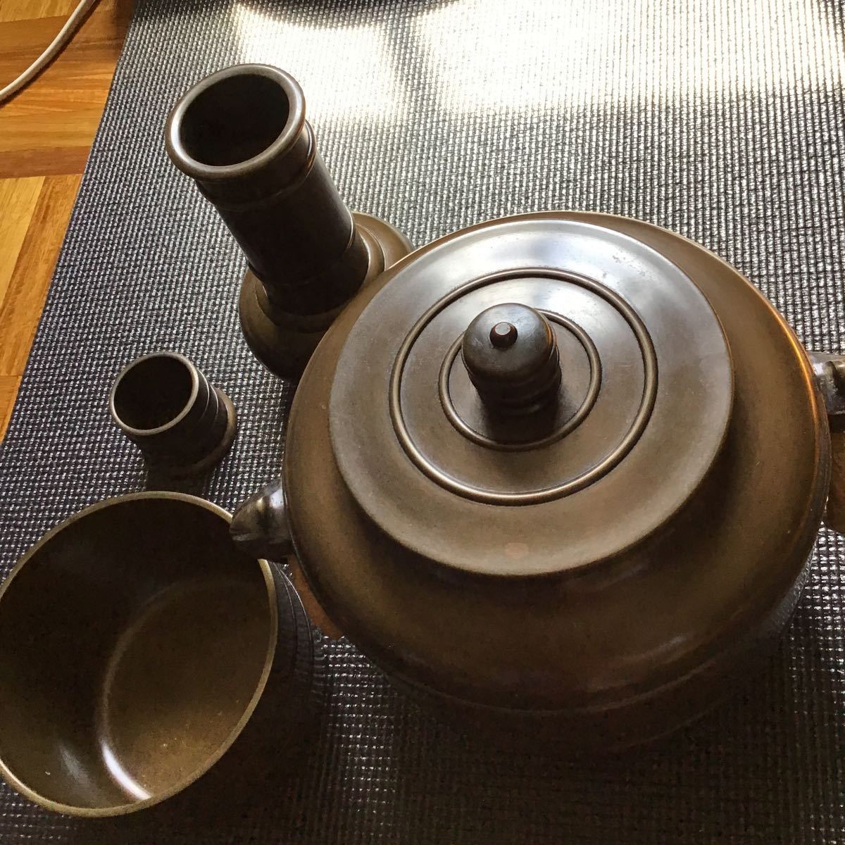 美品 唐銅 皆具セット 水指 建水 杓立 蓋置 茶道 骨董 古美術 茶道口