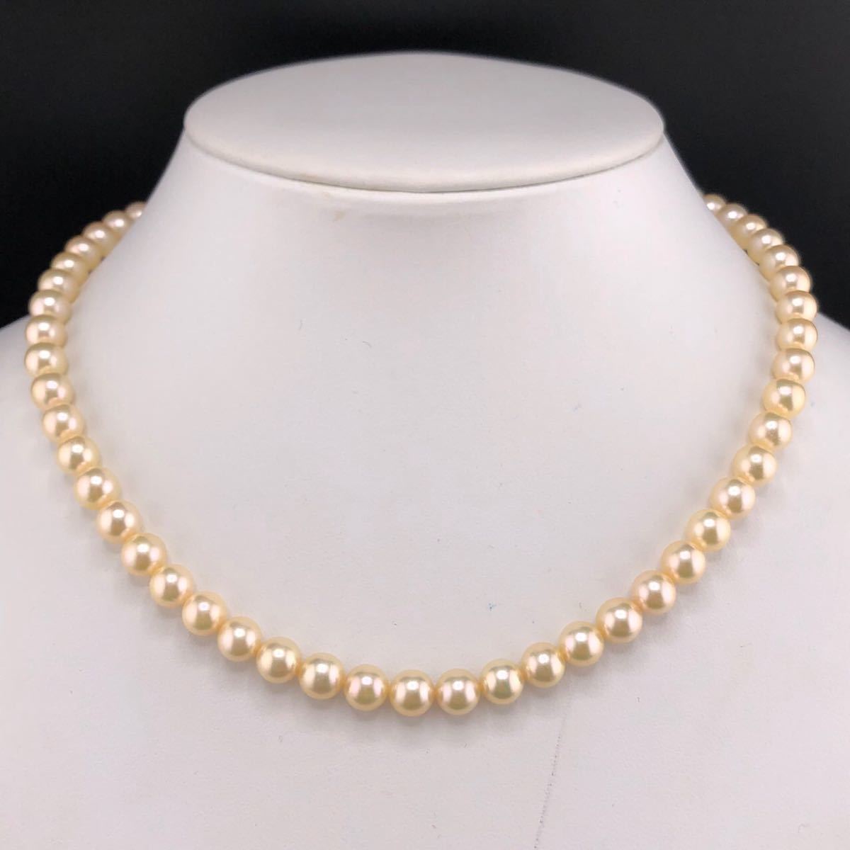 E-1563 アコヤパールネックレス 6.0mm~6.5mm 40.2cm 29.2g (アコヤ真珠 Pearl necklace SILVER )