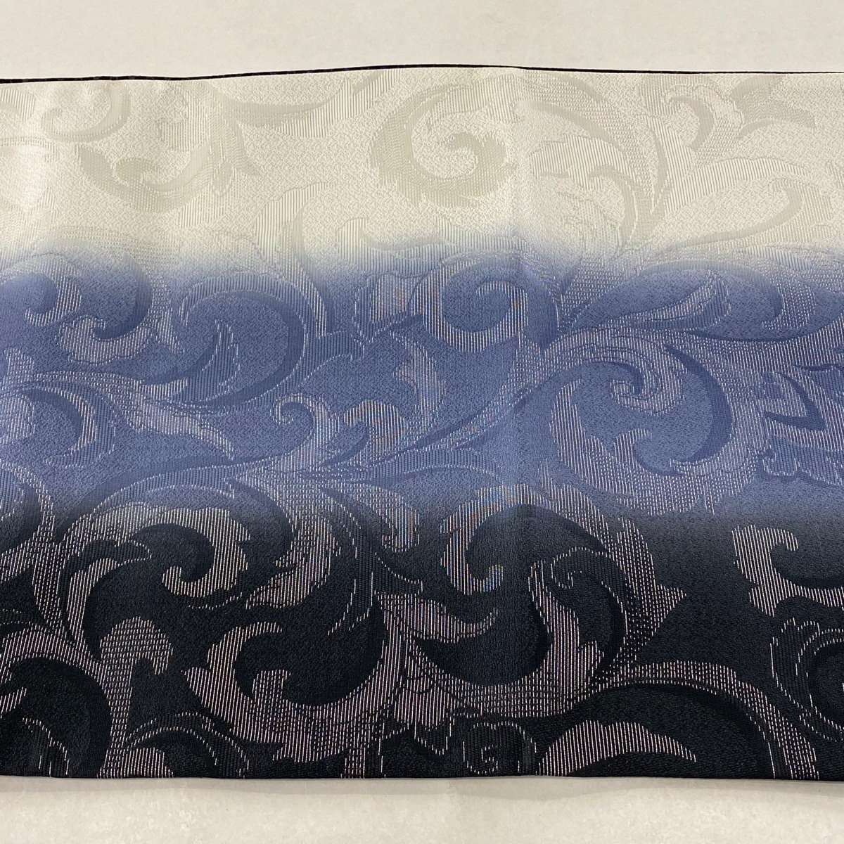 袋帯 美品 名品 葉柄 唐草 金銀彩 銀糸 灰紫 お太鼓柄 正絹 【中古】 袋帯