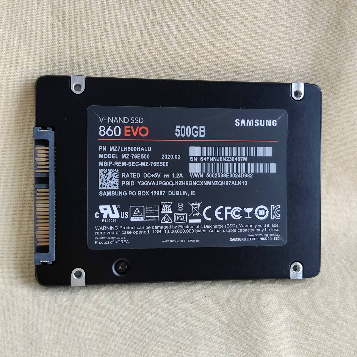 【36467M】Samsung SSD 860 EVO 500GB