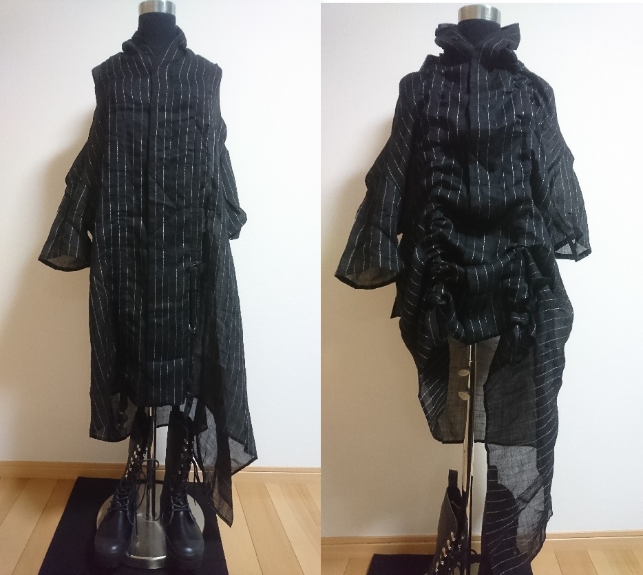 Y's　ワイズ★麻素材　変形ロングトップス★黒★美品