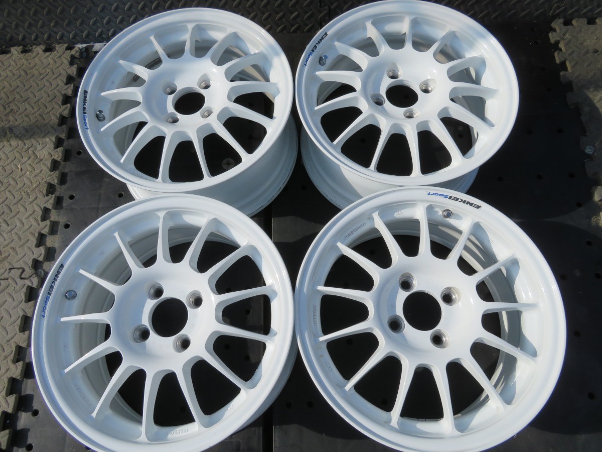 希少必見!!競技用!!ENKEI SPORT RC-T5 白 15×7J+48 4本!! ヤリスアクアヴィッツプロボックスノートマーチデミオスイフトシビックフィット