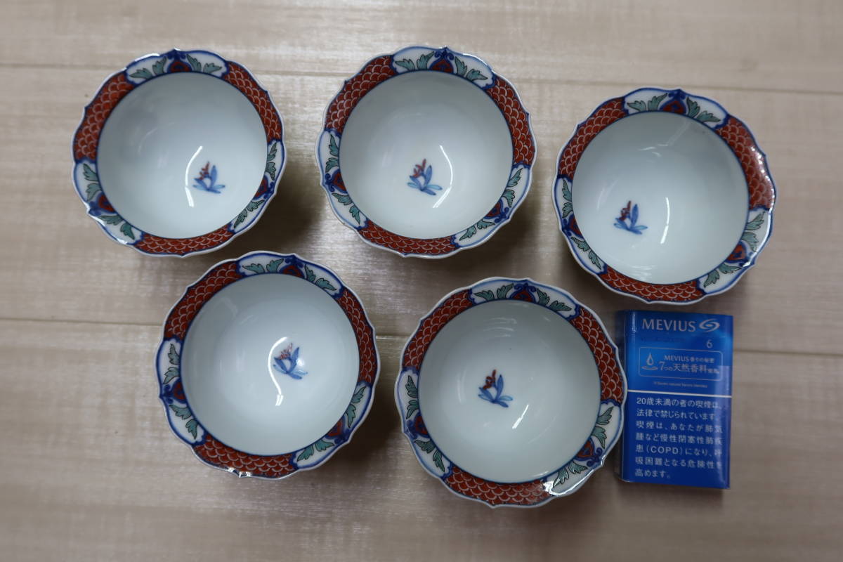 今右衛門　染錦向付5客　美品・ 今泉今右衛門 共箱 日本美術