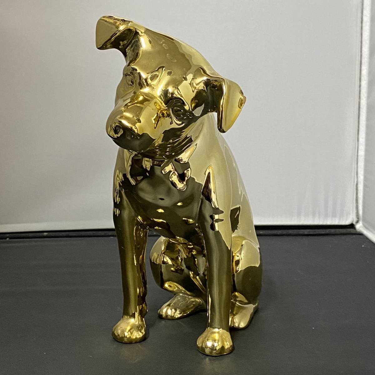 広告、ノベルティグッズ Victor ニッパー犬 陶器製 置物 貯金箱