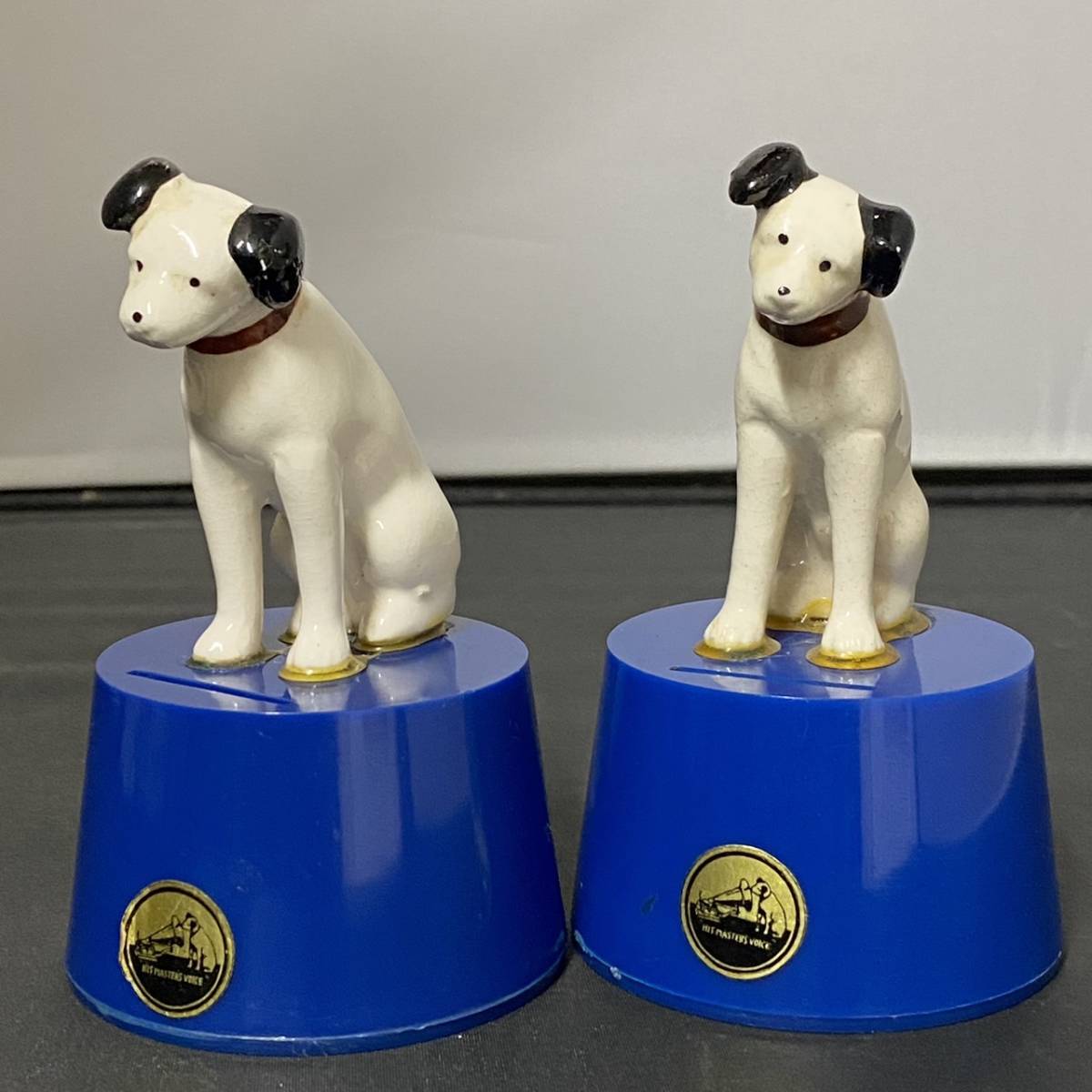 広告、ノベルティグッズ Victor ニッパー犬 陶器製 置物 貯金箱