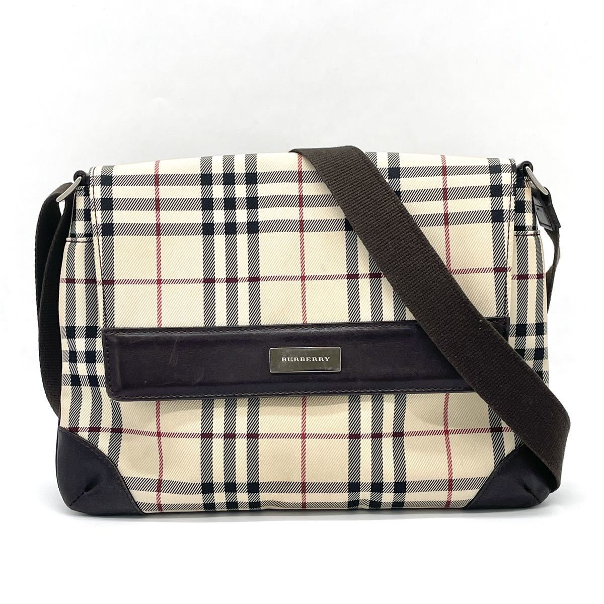1円 美品 BURBERRY バーバリー ノバチェック ショルダーバッグ クロス 