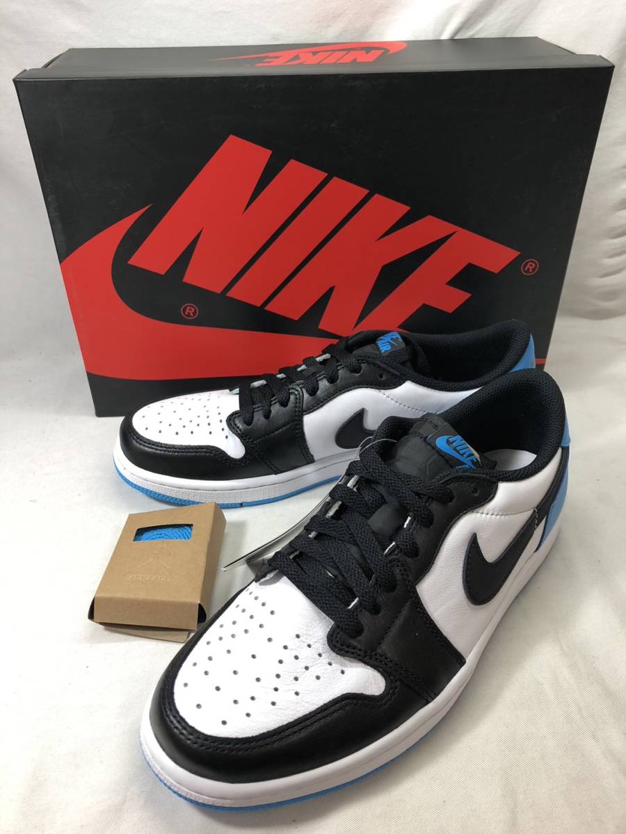 ■未使用 NIKE AIR JORDAN 1 LOW BLACK AND DARK POWDER BLUE UNC AJ1 ナイキ エアジョーダン1 ダークパウダーブルー CZ0790-104 ●230908