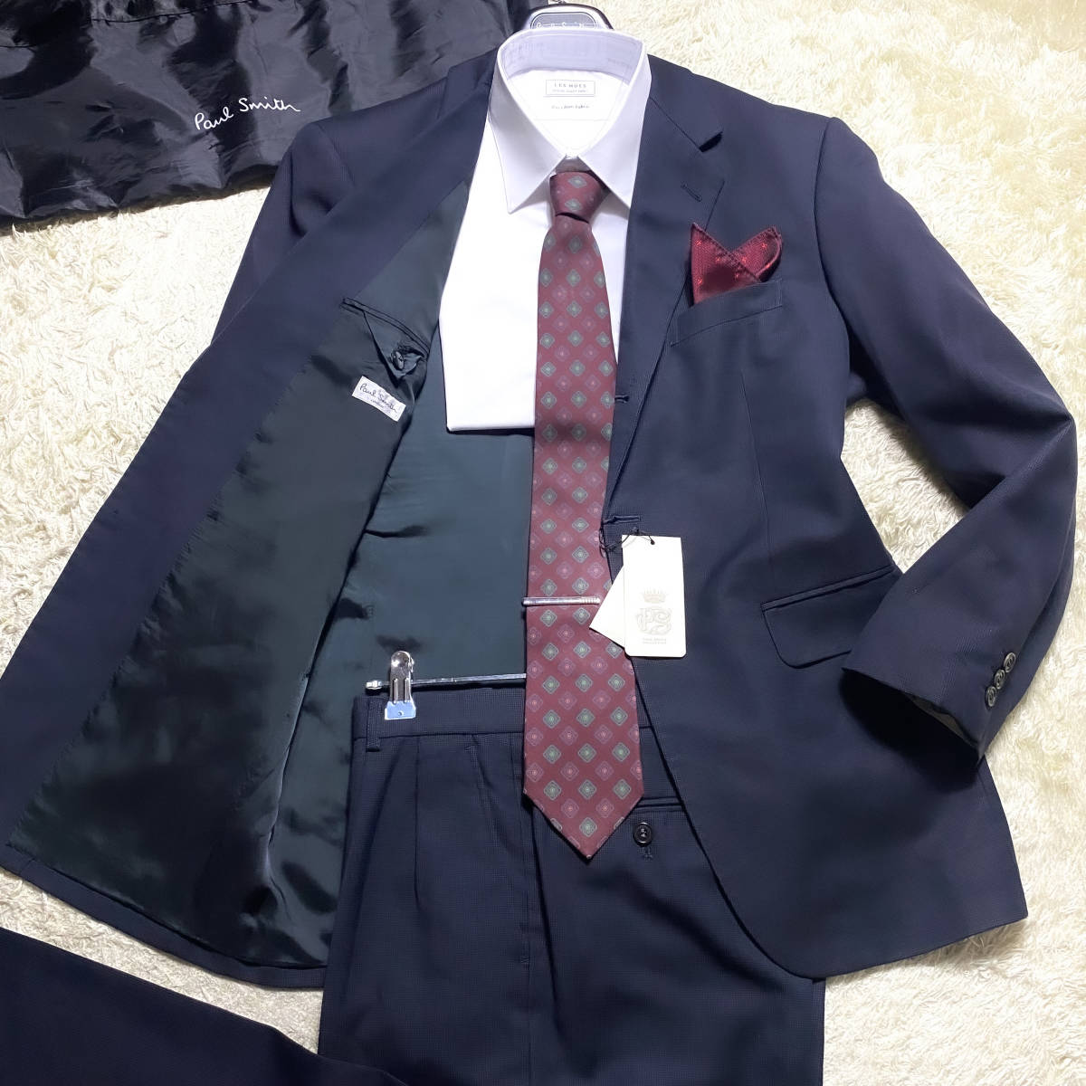 極上チェック柄Paul Smith CANONICOセットアップスーツXL.LL～L