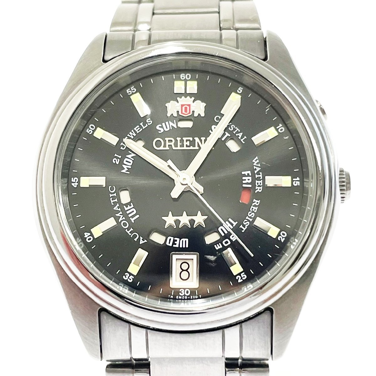 1円スタート】ORIENT オリエント EM5J-D0 スリースター 21石 SS 
