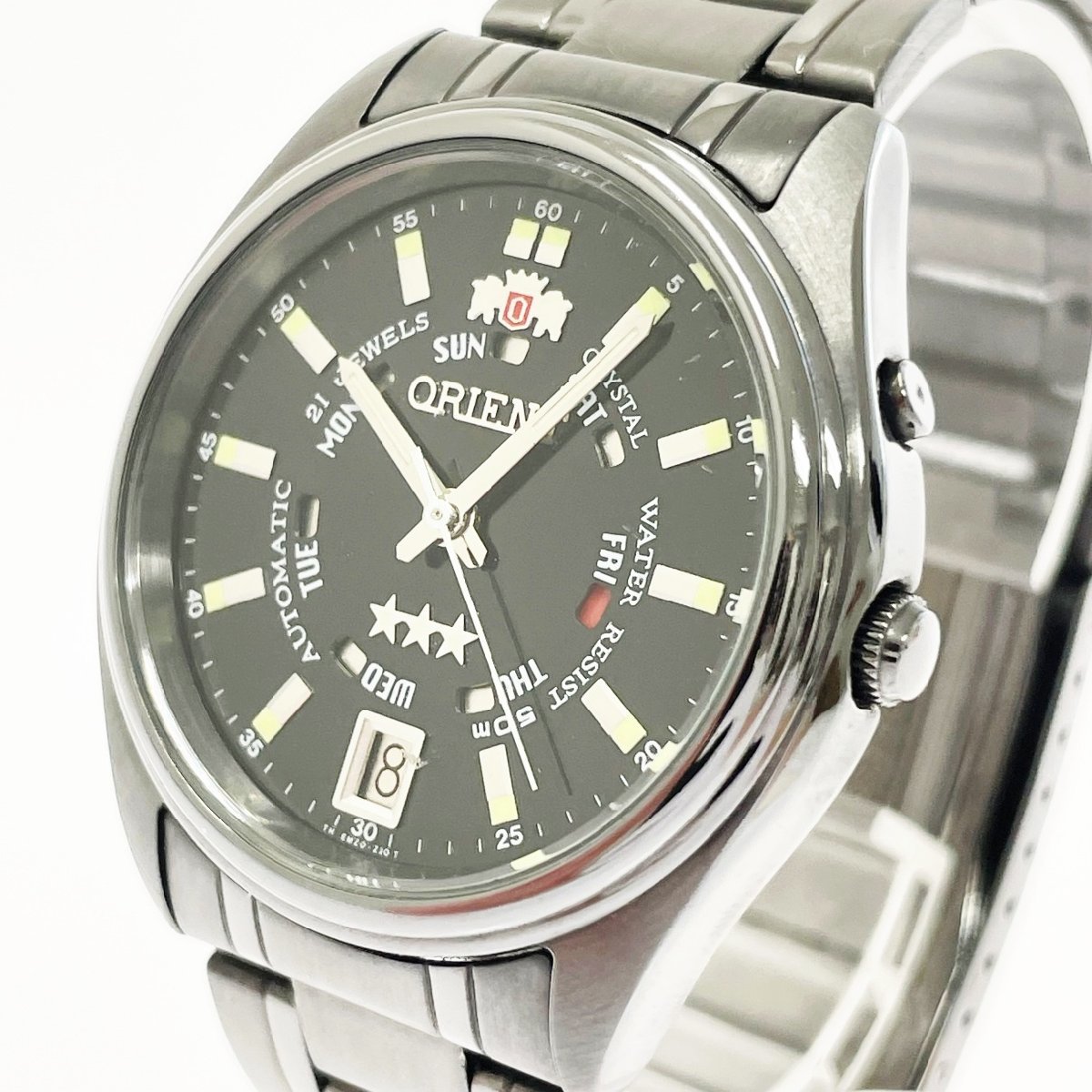1円スタート】ORIENT オリエント EM5J-D0 スリースター 21石 SS 