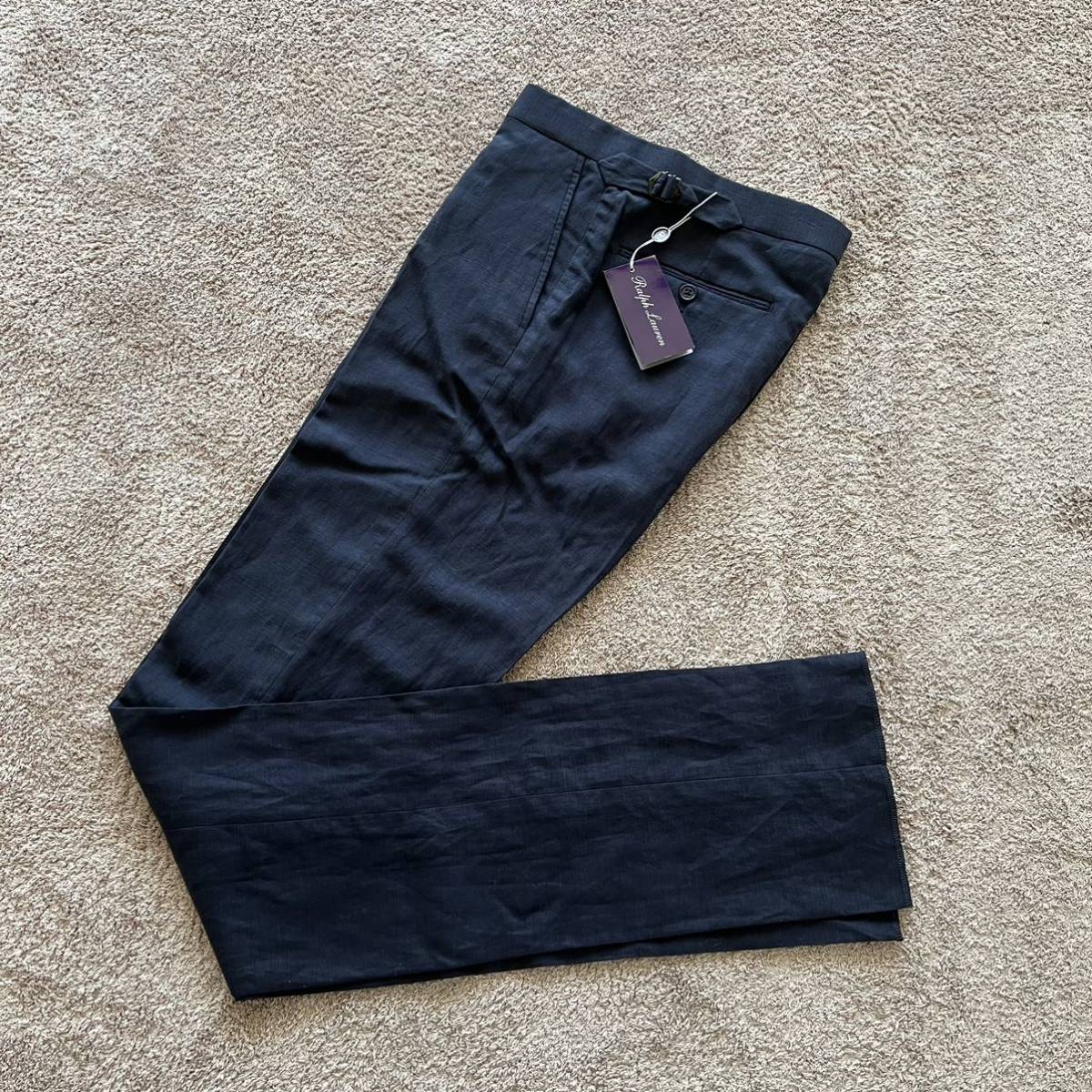 7.5万円【新品】ラルフローレン パープルレーベル シルク×麻パンツ 