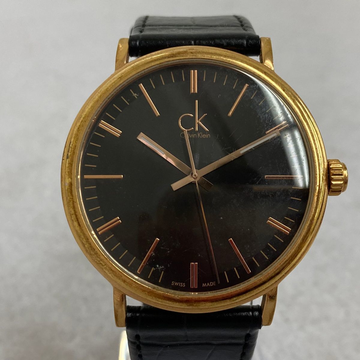 X418-O18-1826 ◎ Calvin Klein カルバンクライン K3W216 クォーツ ブラック文字盤 ラウンド CK メンズ 腕時計 ②