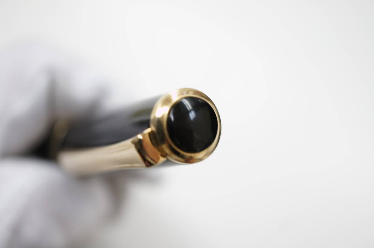 美品◇PLATINUM プラチナ ギャザード ブラック×ゴールド ペン先14K