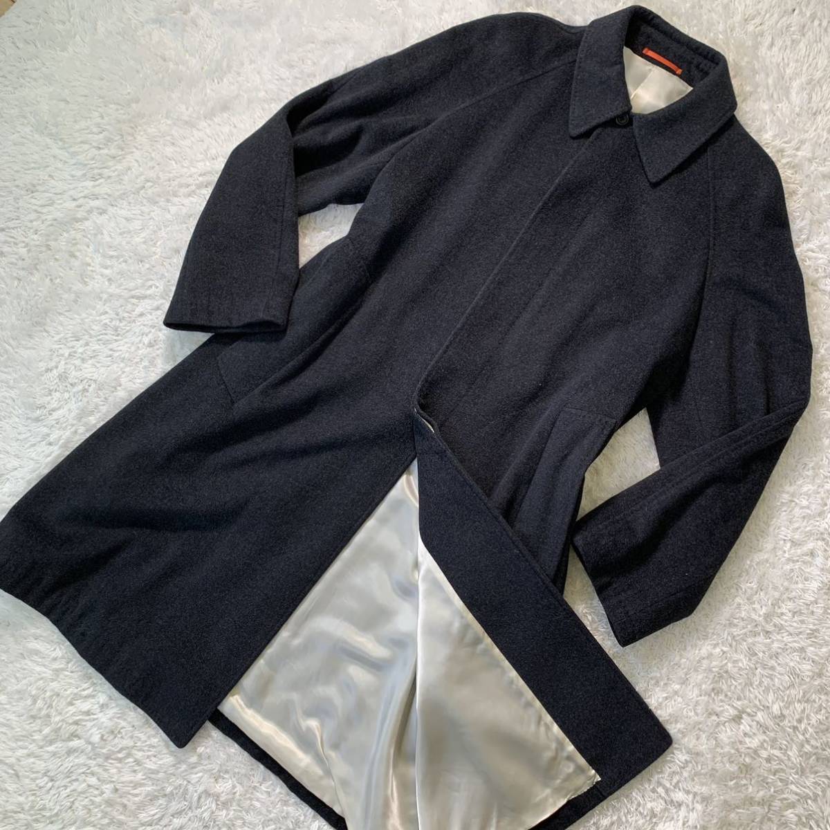 1美品 Mサイズ PAUL SMITH 高級アンゴラ カシミヤ混 ロングコート 
