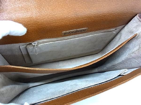 1円 ■美品■ YVESSAINTLAURENT イヴサンローラン ヴィンテージ レザー ワンハンドル ハンドバッグ ショルダーバッグ ブラウン系 BG2262