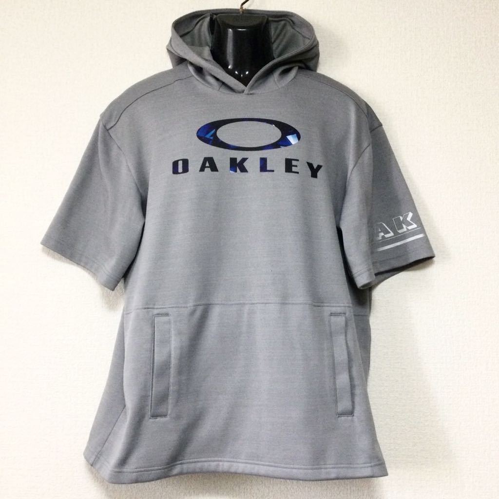 OAKLEY/オークリー☆半袖☆スウェット/パーカー☆ビッグロゴ/ストレッチ/ジャケット/ジャージ/グレー/大きめサイズ/2XL