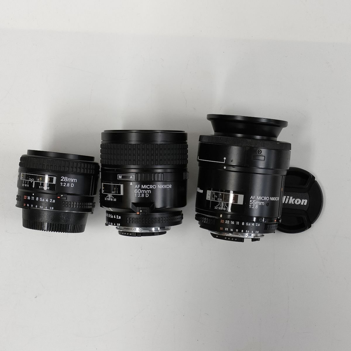 Nikon AF Nikkor Micro 60mm F2.8D ， 55mm F2.8 ， 28mm F2.8D 他 レンズ 3点セット まとめ ●ジャンク品 [7308TMC]