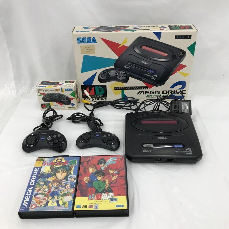 SEGA　セガ　MEGA DRIVE2　メガドライブ2　本体　ソフト　ぷよぷよ通/幽遊白書外伝　付き【BHBC3085】