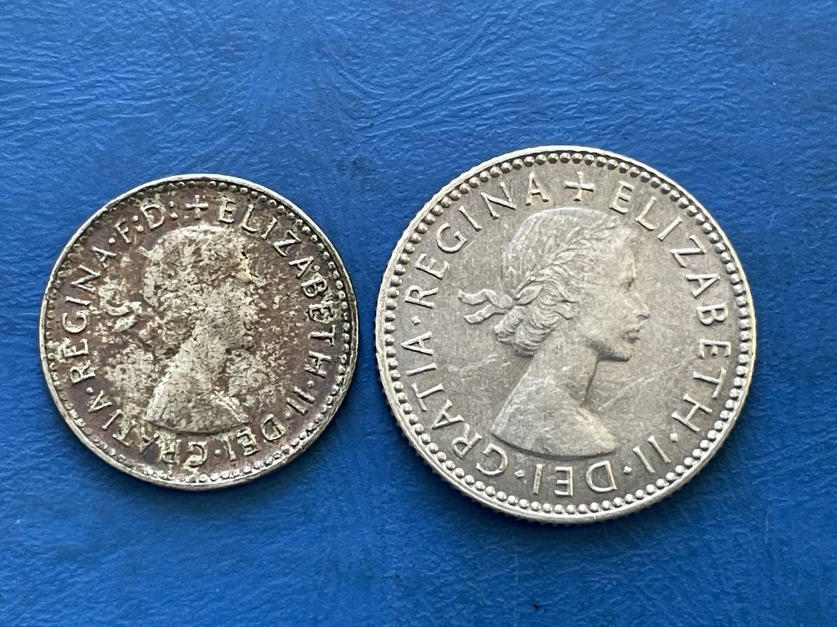 ☆オーストラリア銀貨4枚セット：1956年1フローリン銀貨、1954年1