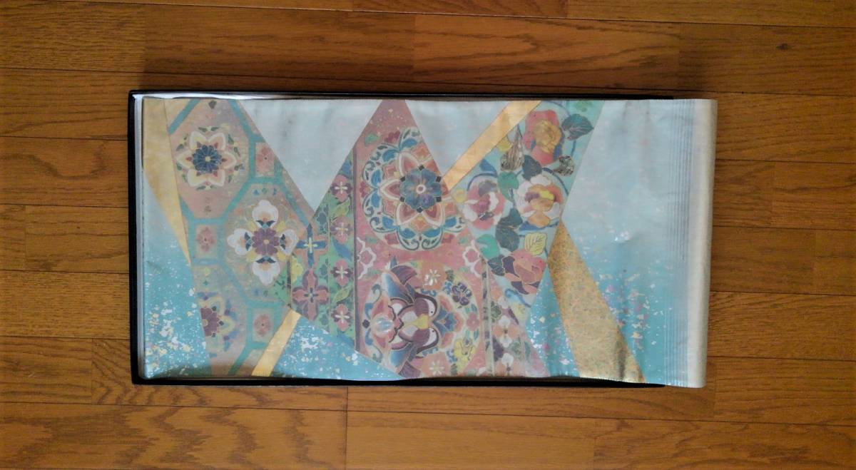 金彩螺鈿袋帯 袋帯 螺鈿 金彩 グレイ 平和屋着物◎全通柄袋帯 扇面