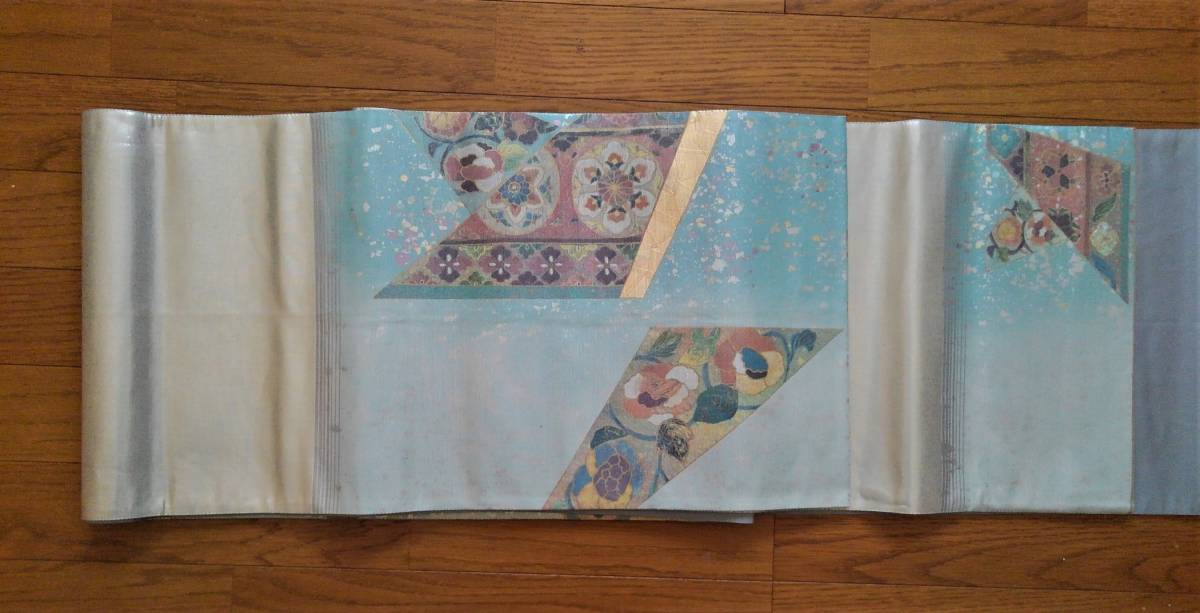 袋帯☆金彩☆銀通し☆グラデーション☆ブルーグレー系/呉服屋 袋帯☆金彩☆銀通し☆グラデーション☆ブルーグレー系/呉服屋 袋帯