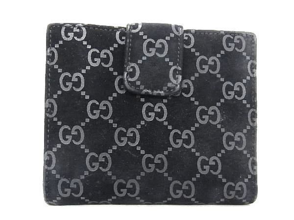 1円 GUCCI グッチ GGキャンバス×レザー 三つ折り 長財布 ウォレット