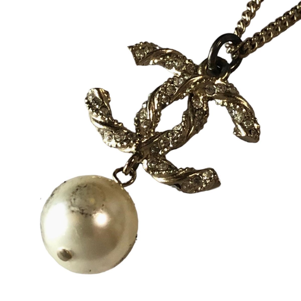 CHANEL シャネル ココマーク ネックレス フェイクパール ゴールドカラー C14V パール部汚れあり