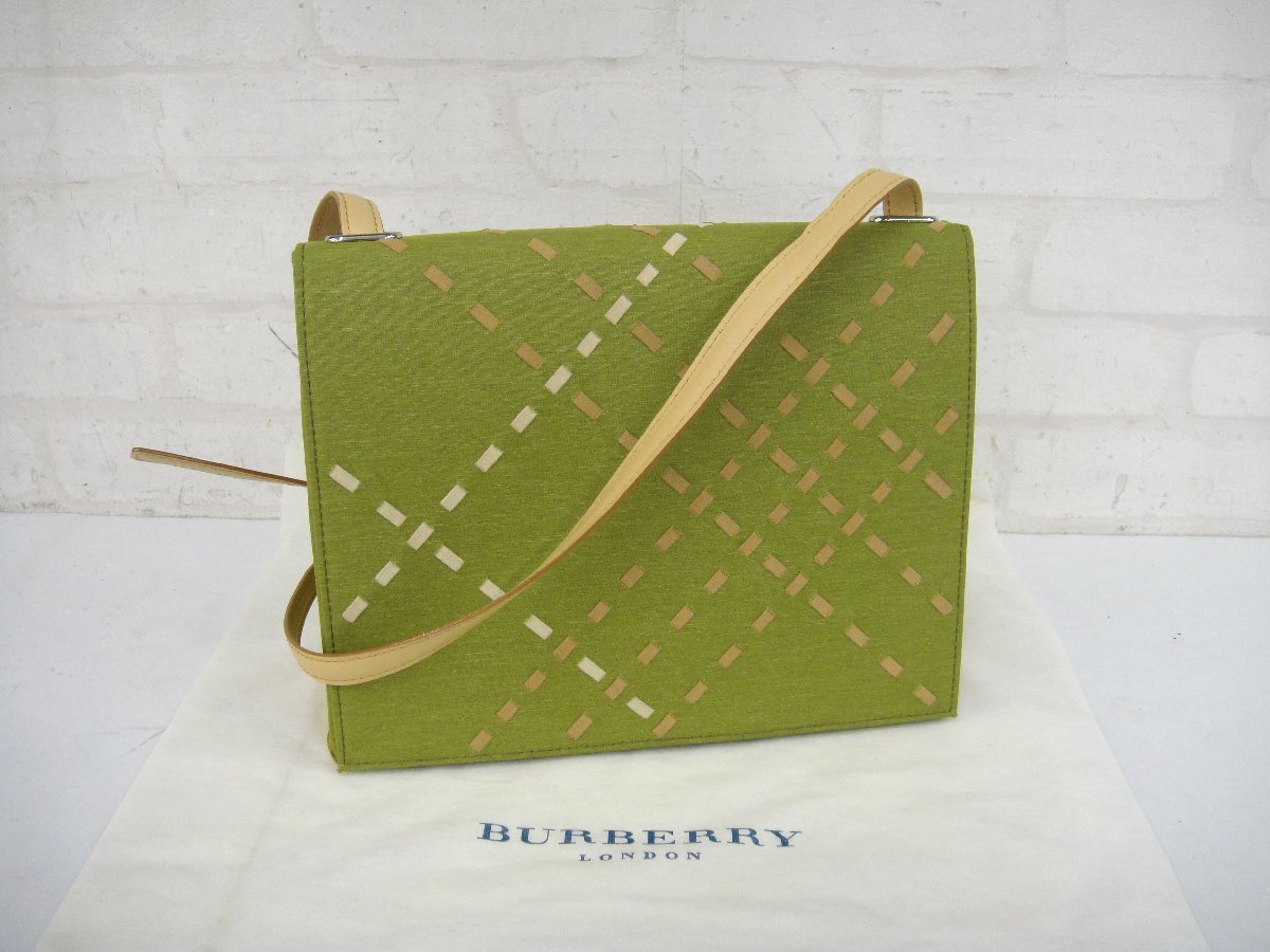9119T【本物保証】 BURBERRY バーバリー ショルダーバッグ グリーン 新品同様 ■