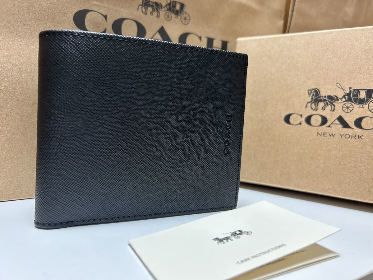 55【1円スタート】新品未使用coachコーチ二つ折り財布ミニ財布 パス 