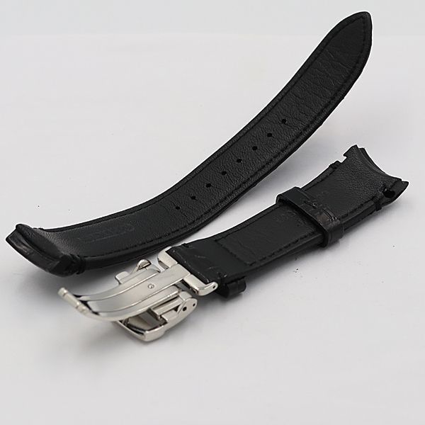 1円 新品同様 セイコー 純正ベルト レザー バックル ブラックカラー