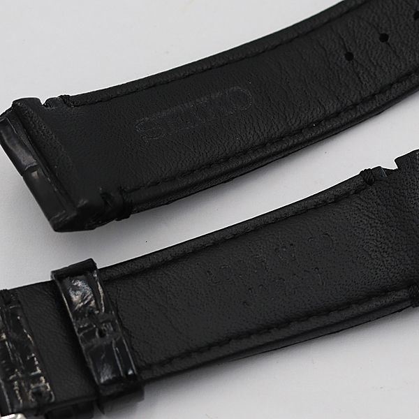 1円 新品同様 セイコー 純正ベルト レザー バックル ブラックカラー
