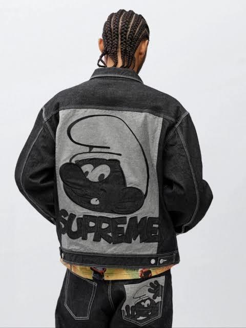 未使用 supreme 20AW Smurfs Denim Trucker Jacket M Black