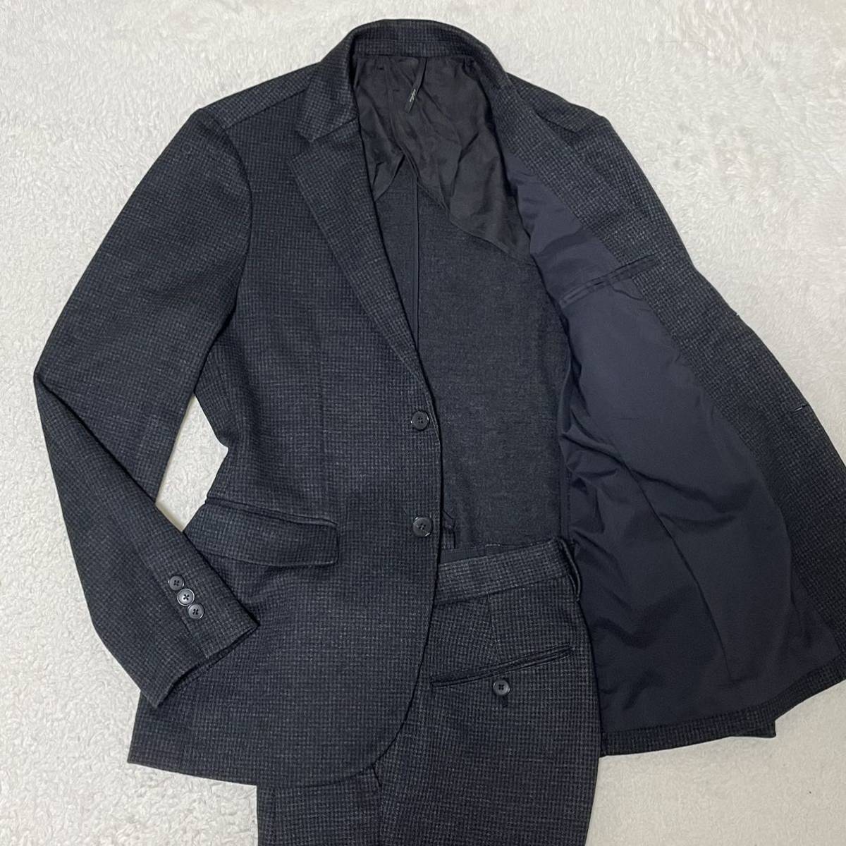 イタリアの名門】REDA製生地使用 美品 メンズスーツ Y5 ダークネイビー