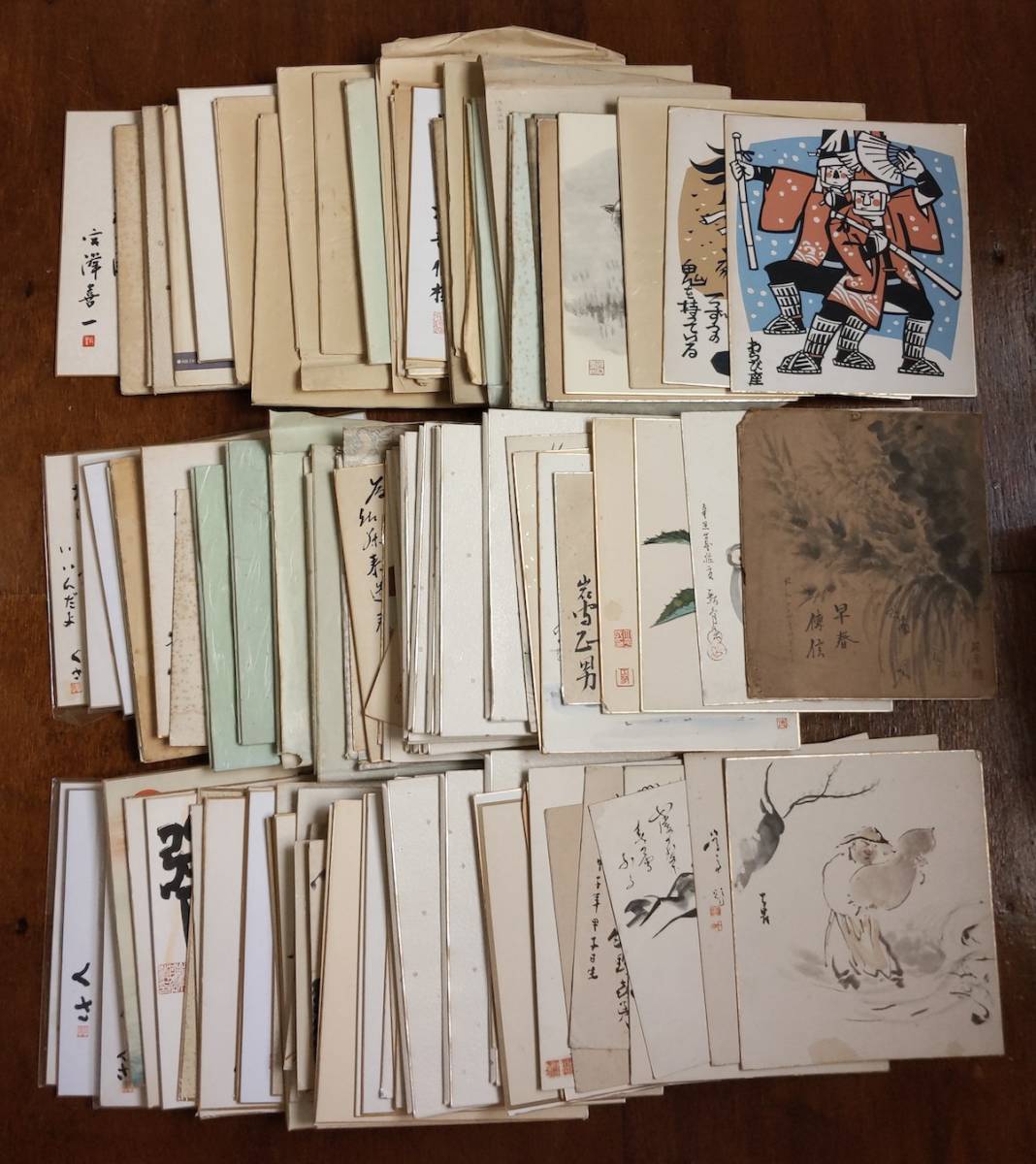 古い紙物まとめて～まくり 捲り 紙本 絹本 肉筆 工芸 山水 書道 花鳥