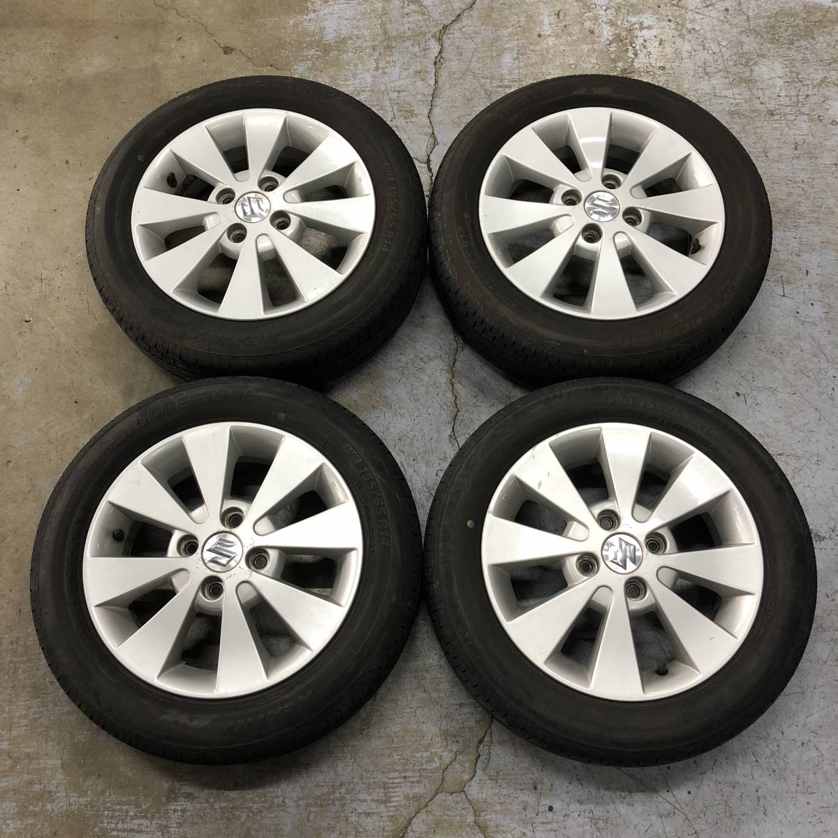 新作入荷，大得価 W2187I5A ブリヂストン ネクストリー 155/65R14 2017年製 夏タイヤ スズキ純正 アルミホイール 14&times;4.5J+45 4本セット(ラジアルタイヤ)｜売買されたオークション情報、yahooの商品情報をアーカイブ 4穴
