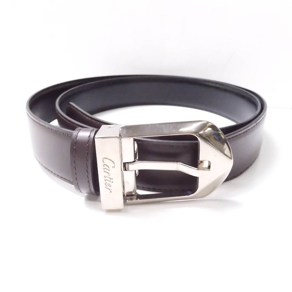 美品 Cartier カルティエ レザーベルト ブラウン メンズ AY4271C 美品