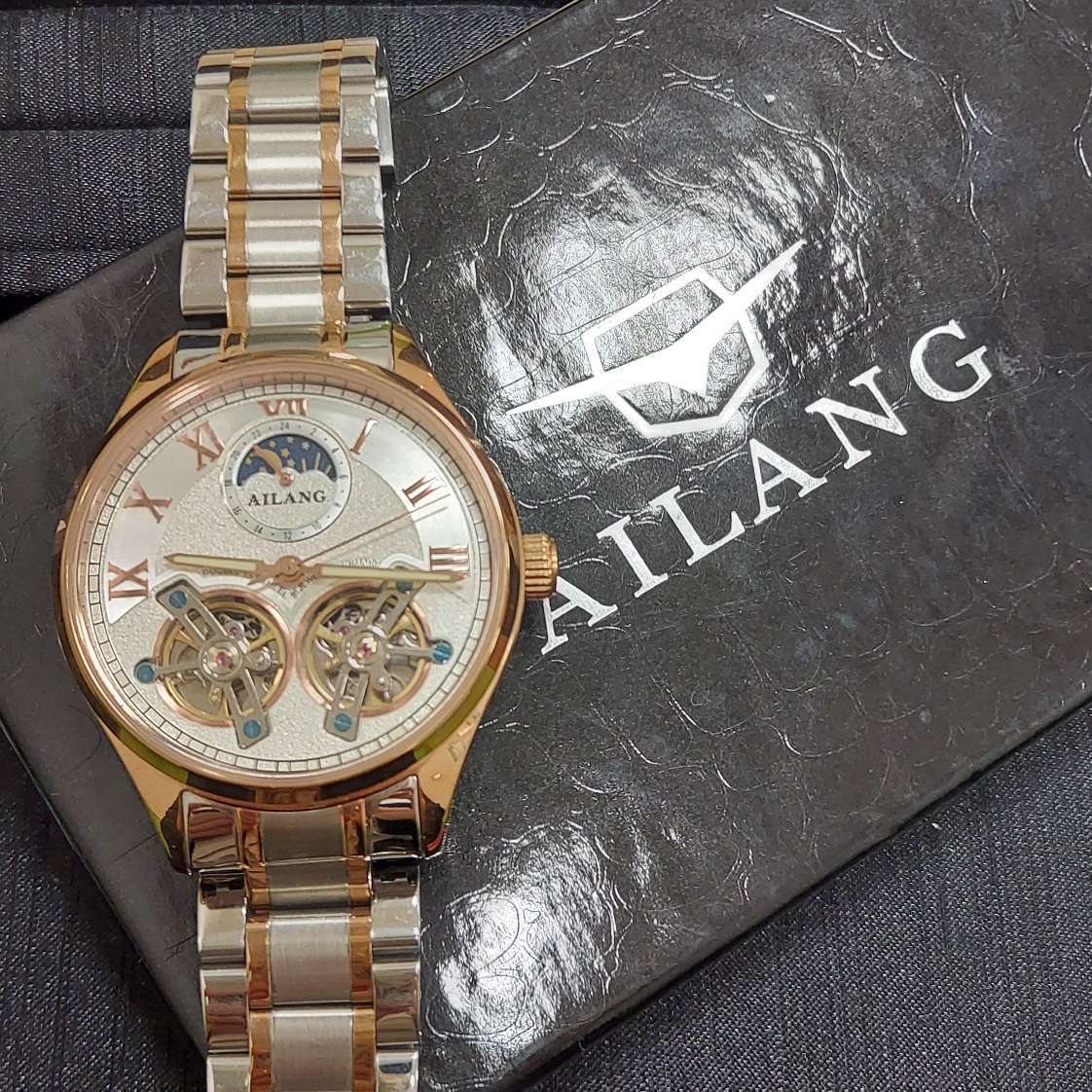 15720 美品 ダブルトゥールビヨン ムーンフェイズ AILANG 機械式 自動