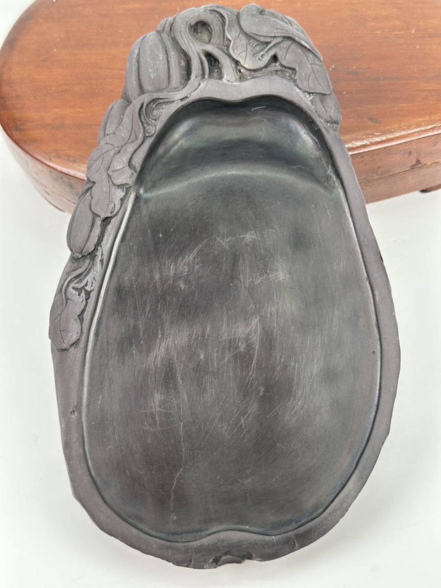 中国書道具　清朝　清代　硯　瓜藤端渓硯　老坑　供箱付　古玩　文房四宝　書道用品　唐物　唐硯　古物　