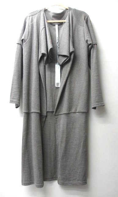 We Are pour deux/プルドゥ〇デザインニット ロングカーディガン 参考価格:38，850円 グレージュ 毛/ウール100％ タグ付き 未使用 美品
